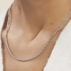 Collier Jerry Maille Corde Or Blanc