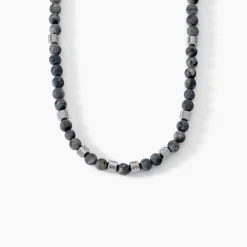 Collier Jourdan Acier Blanc Labradorite