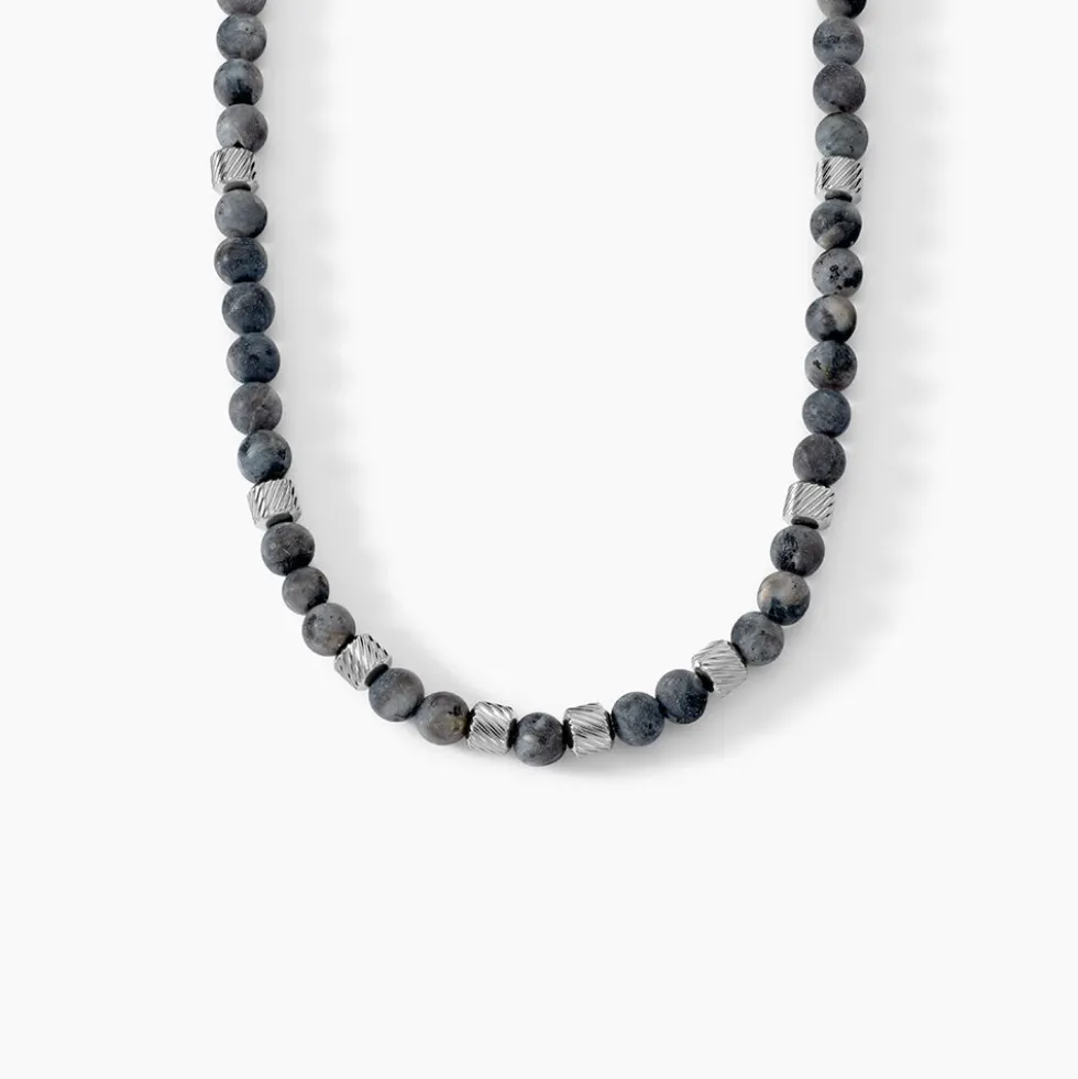 Collier Jourdan Acier Blanc Labradorite