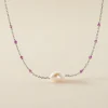 Collier Kerri Argent Blanc Perle De Culture Améthyste