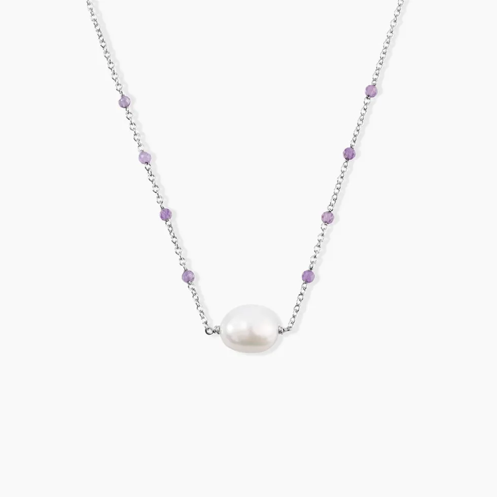 Collier Kerri Argent Blanc Perle De Culture Améthyste