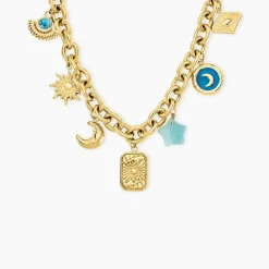 Collier Lerida Acier Jaune Amazonite Turquoise