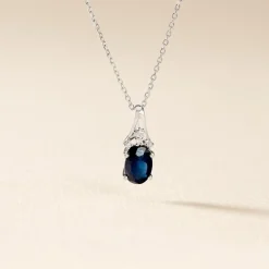 Collier Marie Or Blanc Saphir Diamant