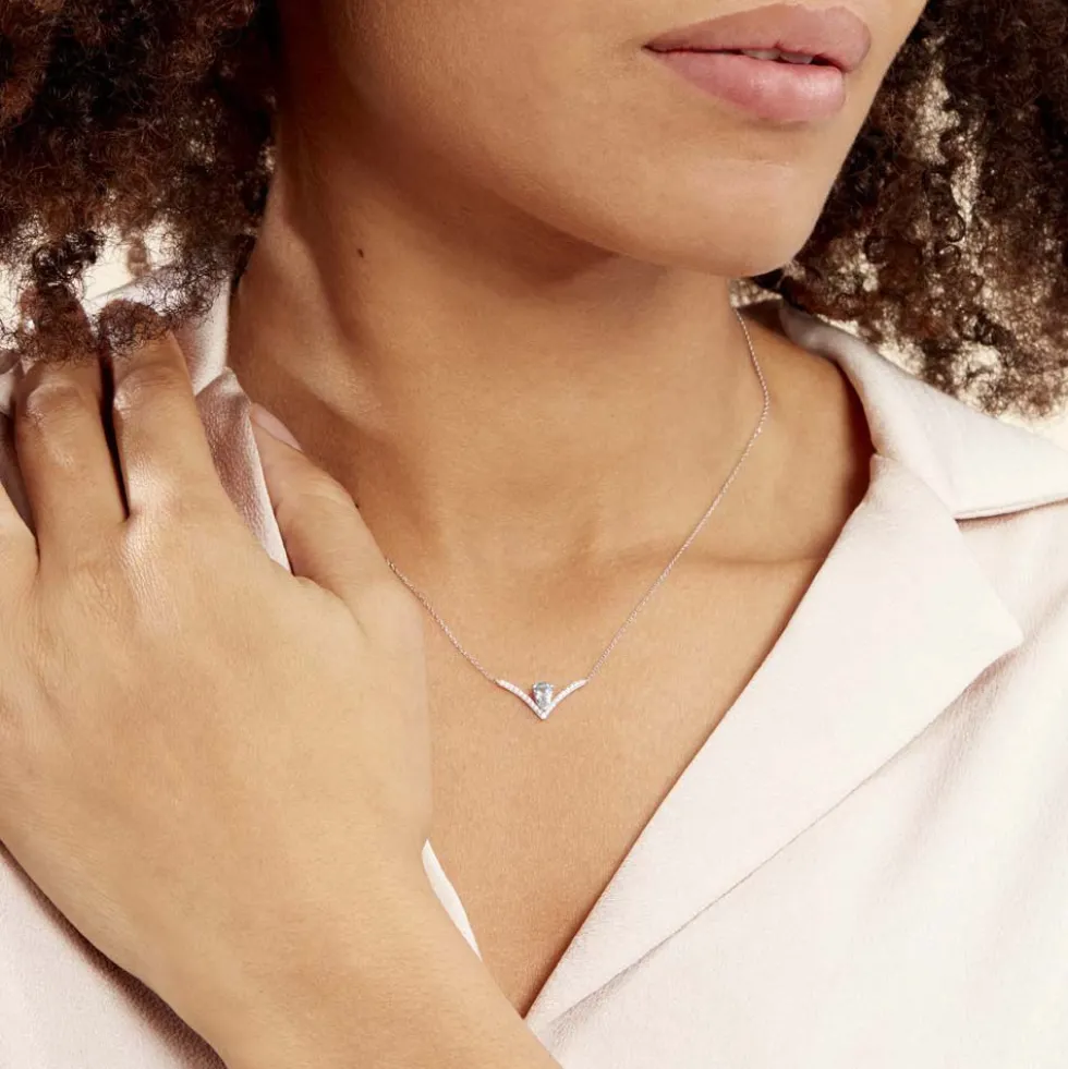 Collier Marlene Or Blanc Topaze Et Oxyde De Zirconium