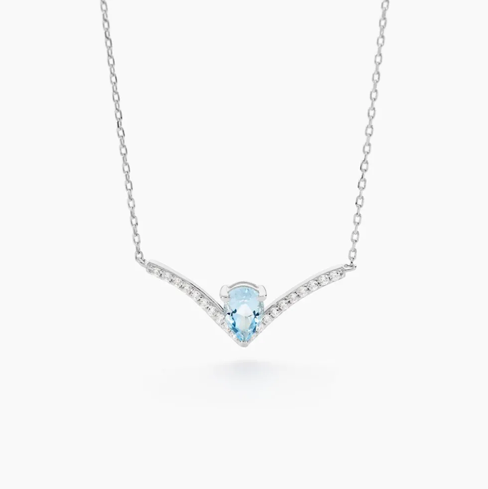 Collier Marlene Or Blanc Topaze Et Oxyde De Zirconium