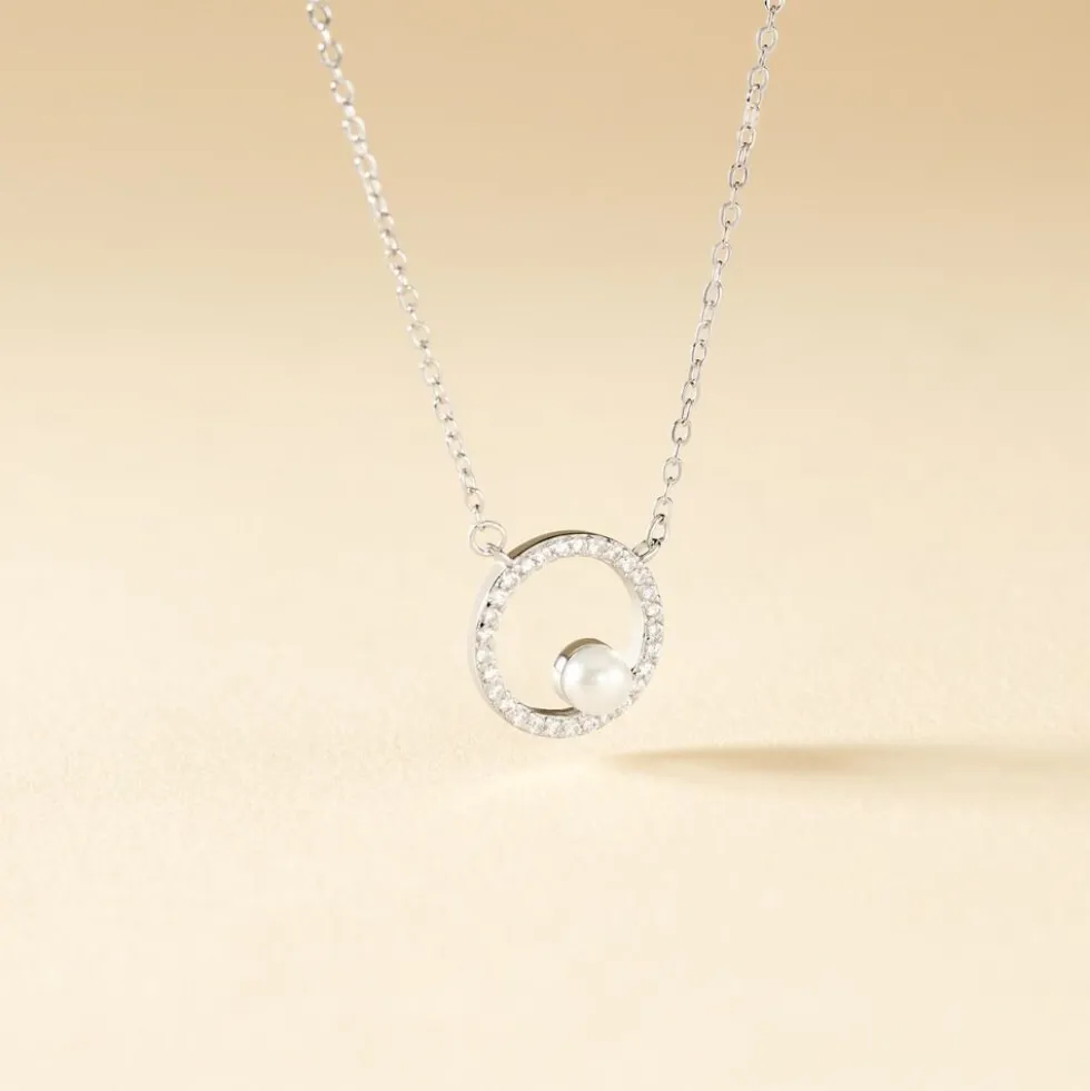 Collier Marthe Argent Blanc Perle De Culture Et Oxyde De Zirconium