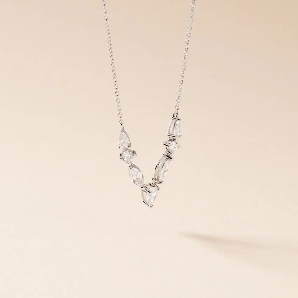 Collier Mascaret Argent Blanc Oxyde De Zirconium