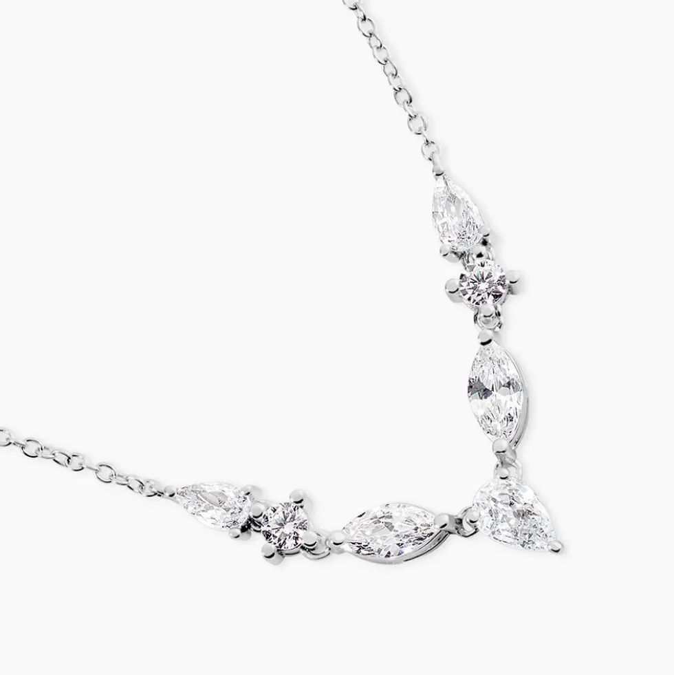 Collier Mascaret Argent Blanc Oxyde De Zirconium