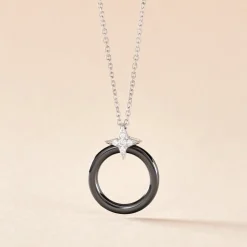 Collier Merelle Argent Blanc Céramique Oxyde De Zirconium