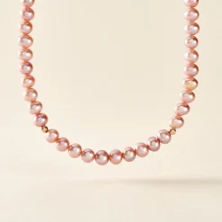 Collier Multicolore Or Jaune Perle De Culture