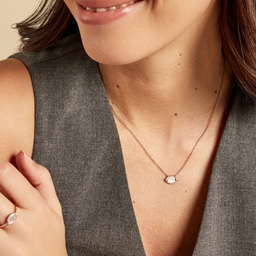 Collier Muse Argent Rose Nacre Oxyde De Zirconium