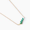 Collier Navette Or Jaune Emeraude Diamant
