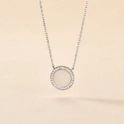 Collier Nawala Argent Blanc Oxyde De Zirconium Et Nacre