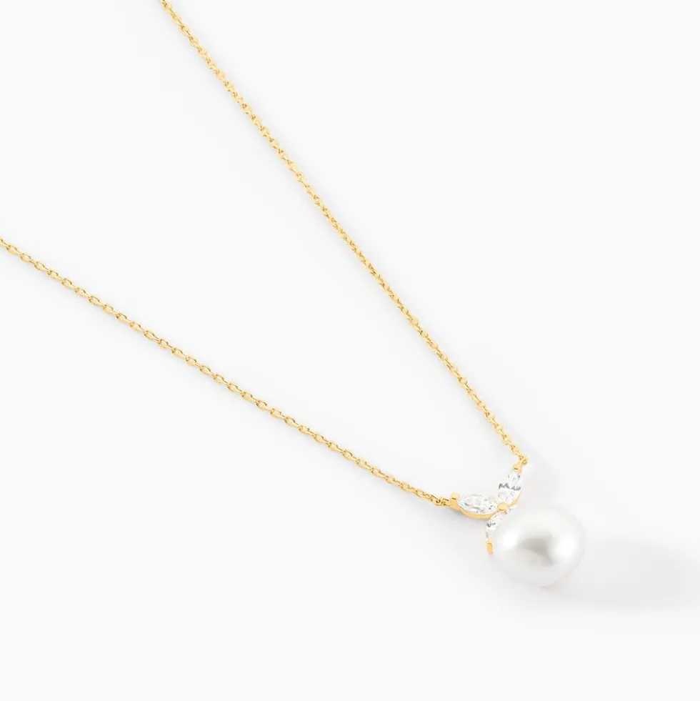 Collier Norah Or Jaune Perle De Culture Et Oxyde De Zirconium
