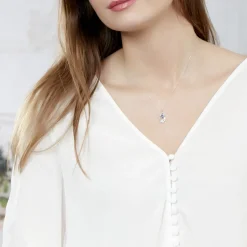 Collier Odila Or Blanc Saphir Diamant