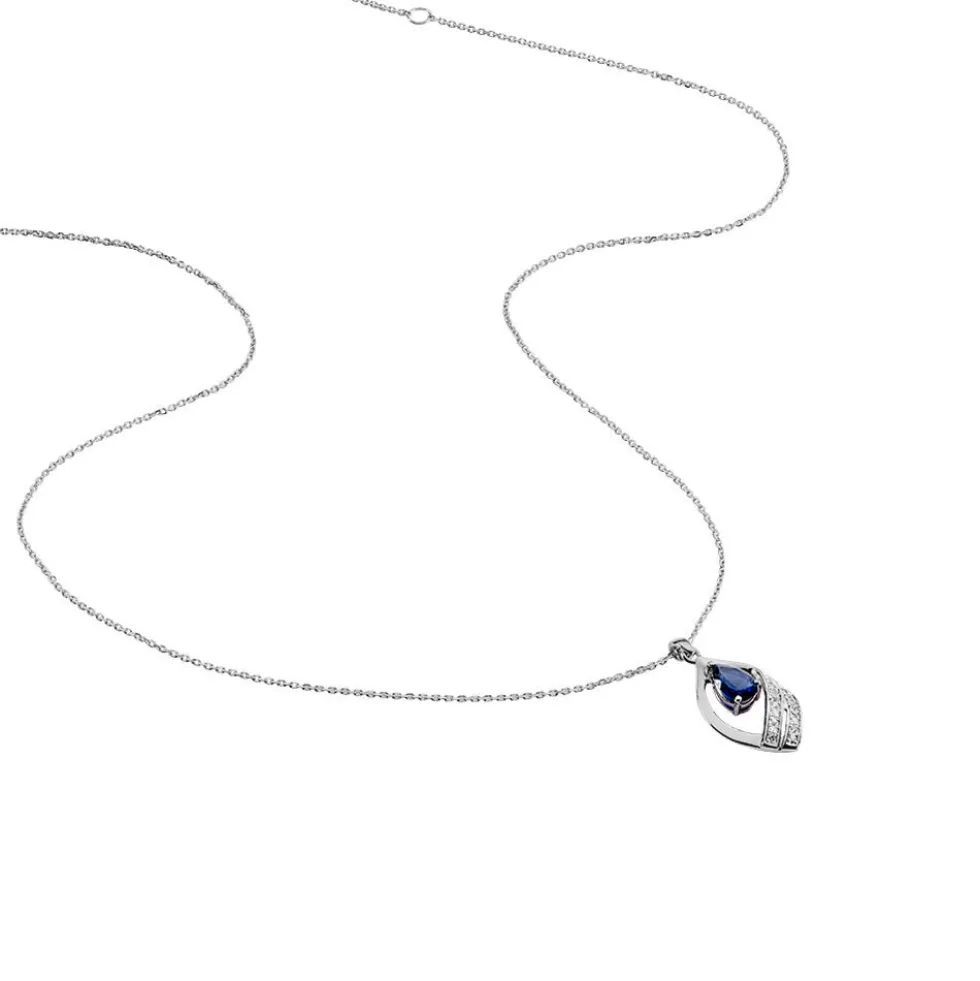 Collier Odila Or Blanc Saphir Diamant