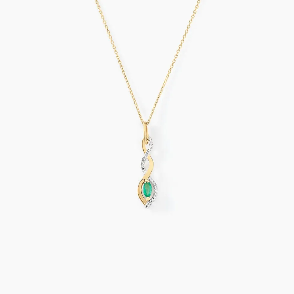 Collier Ondulations Or Jaune Emeraude Diamant