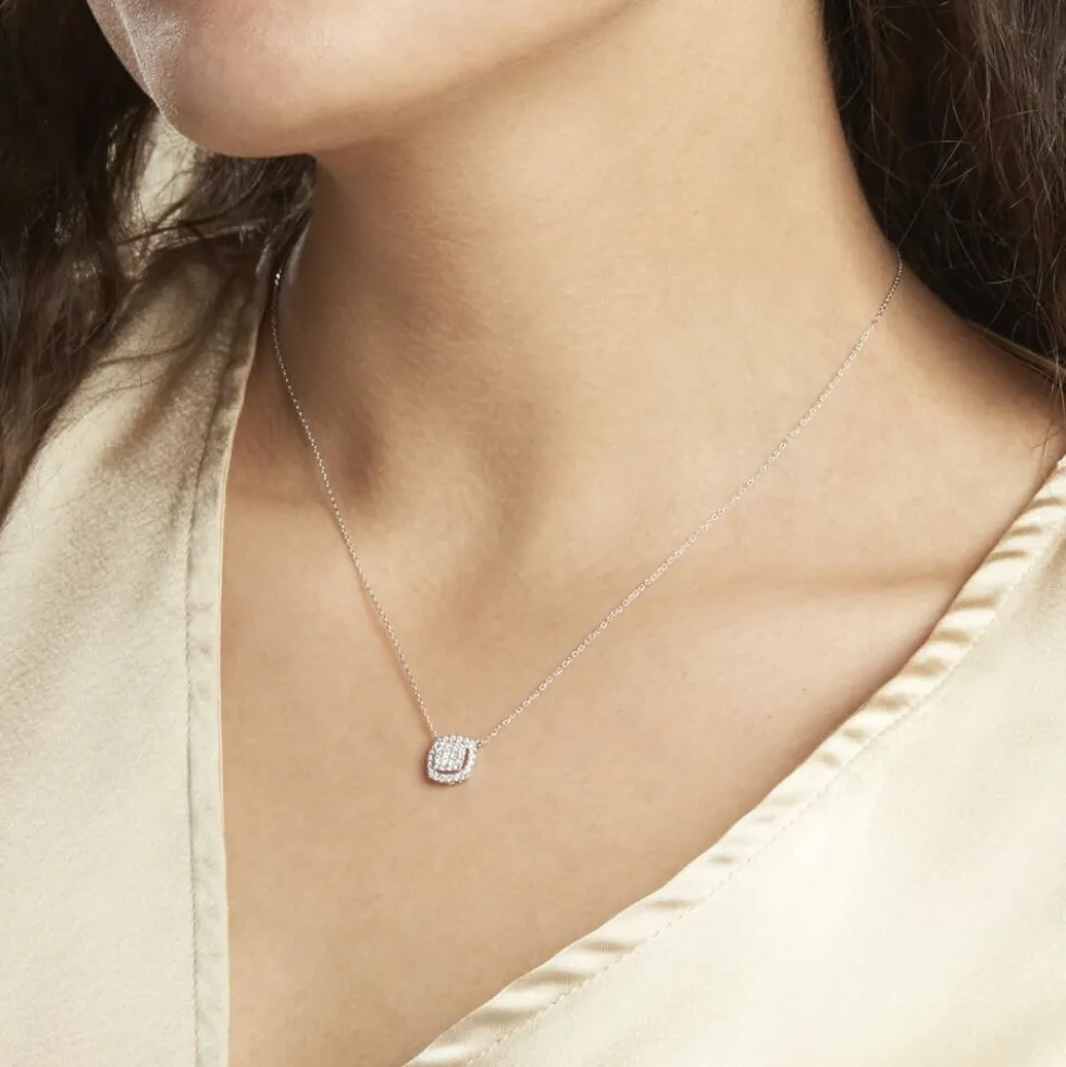 Collier Or Blanc Naveen Diamants Synthétiques