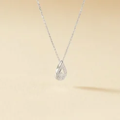 Collier Or Blanc Purete Goutte Diamant