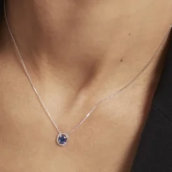 Collier Or Blanc Serenity Saphir