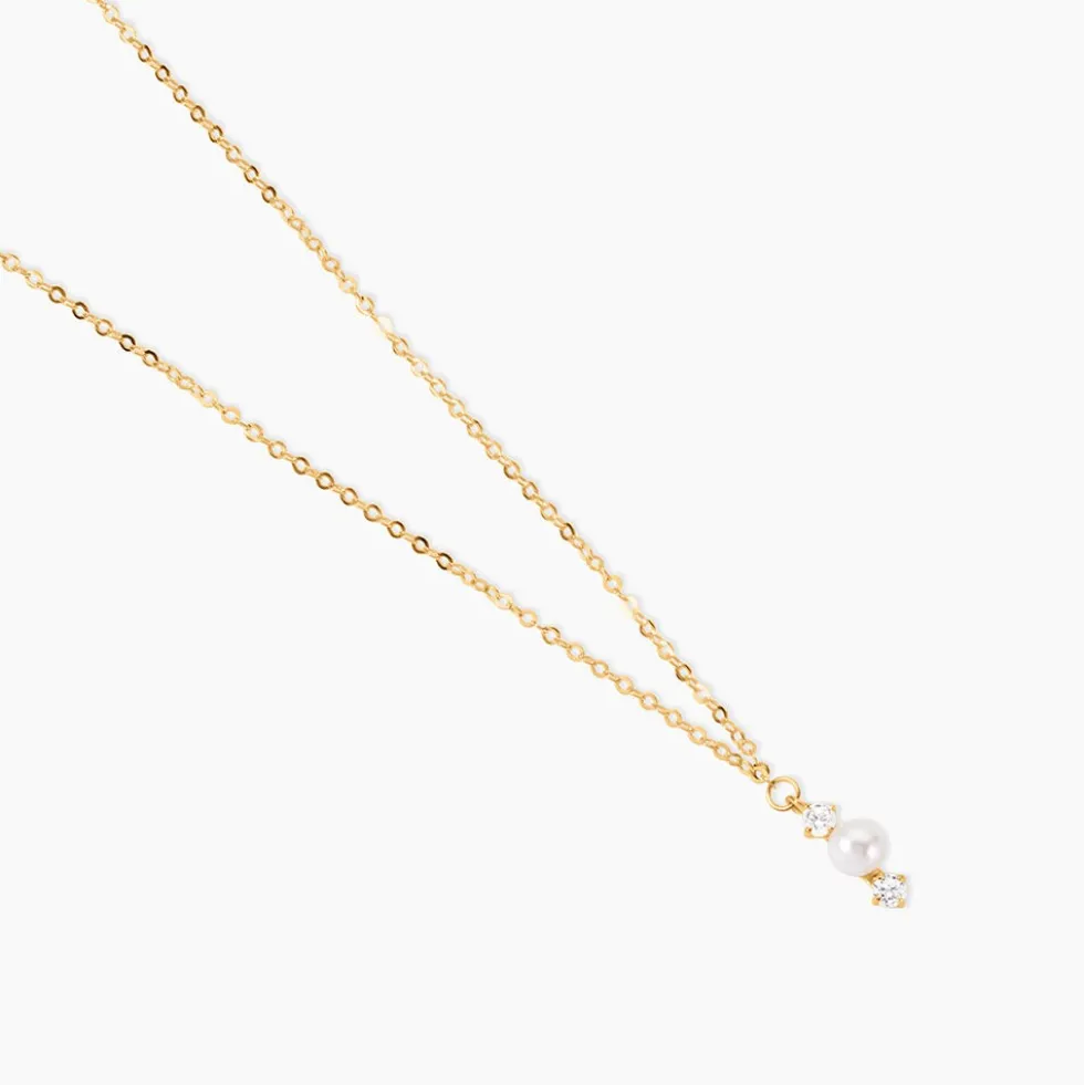 Collier Or Jaune Audrea Perle De Culture Oxydes De Zirconium