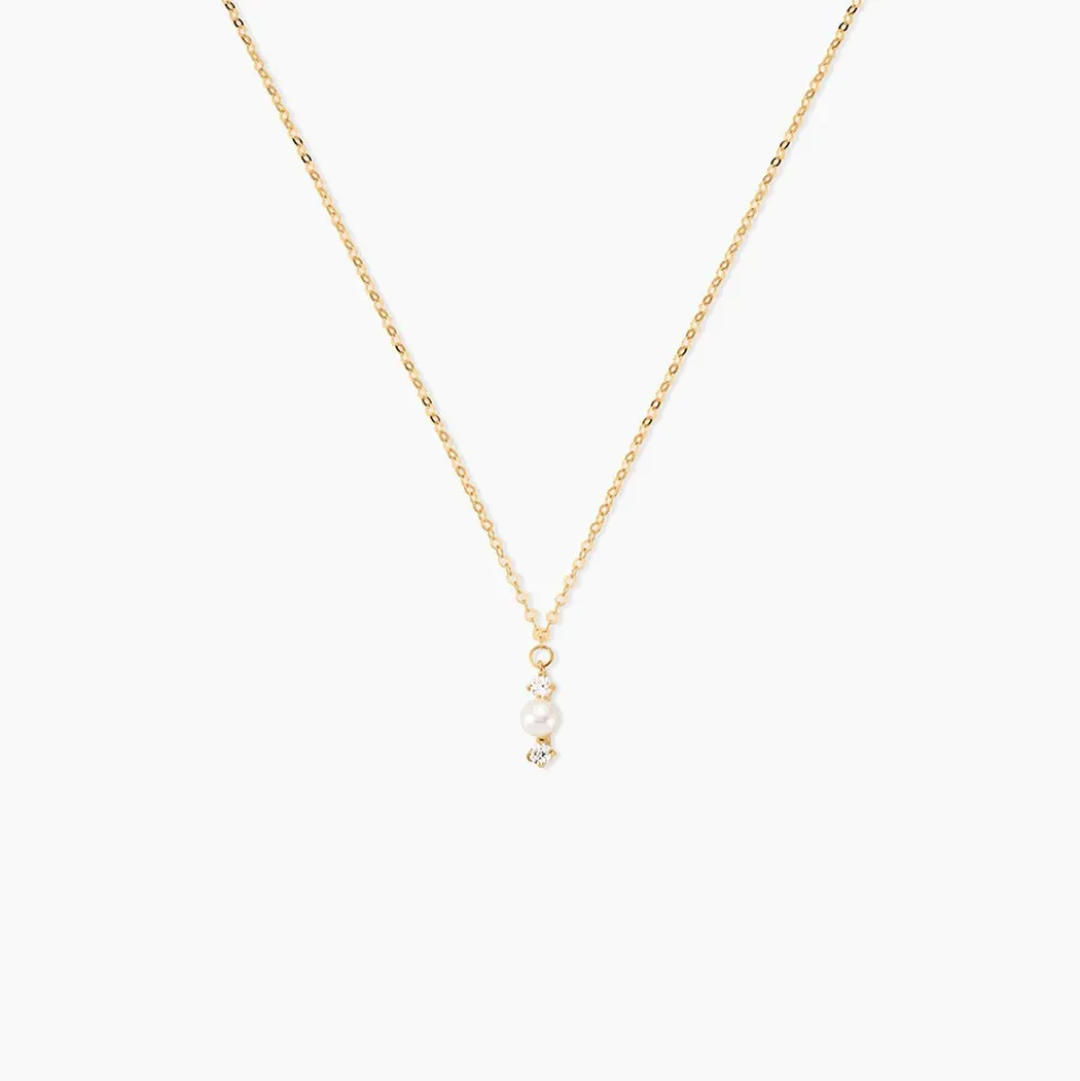 Collier Or Jaune Audrea Perle De Culture Oxydes De Zirconium