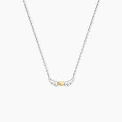 Collier Or Jaune et Argent Blanc Oxyde De Zirconium