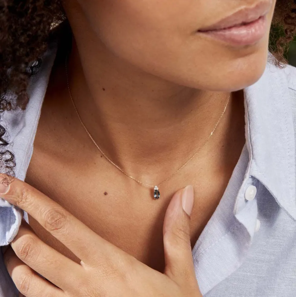 Collier Or Jaune Maurin Topaze Et Oxydes De Zirconium