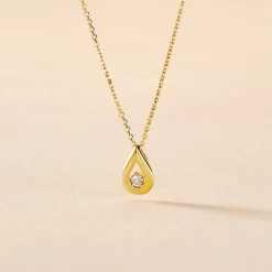 Collier Or Jaune Purete Goutte Diamant