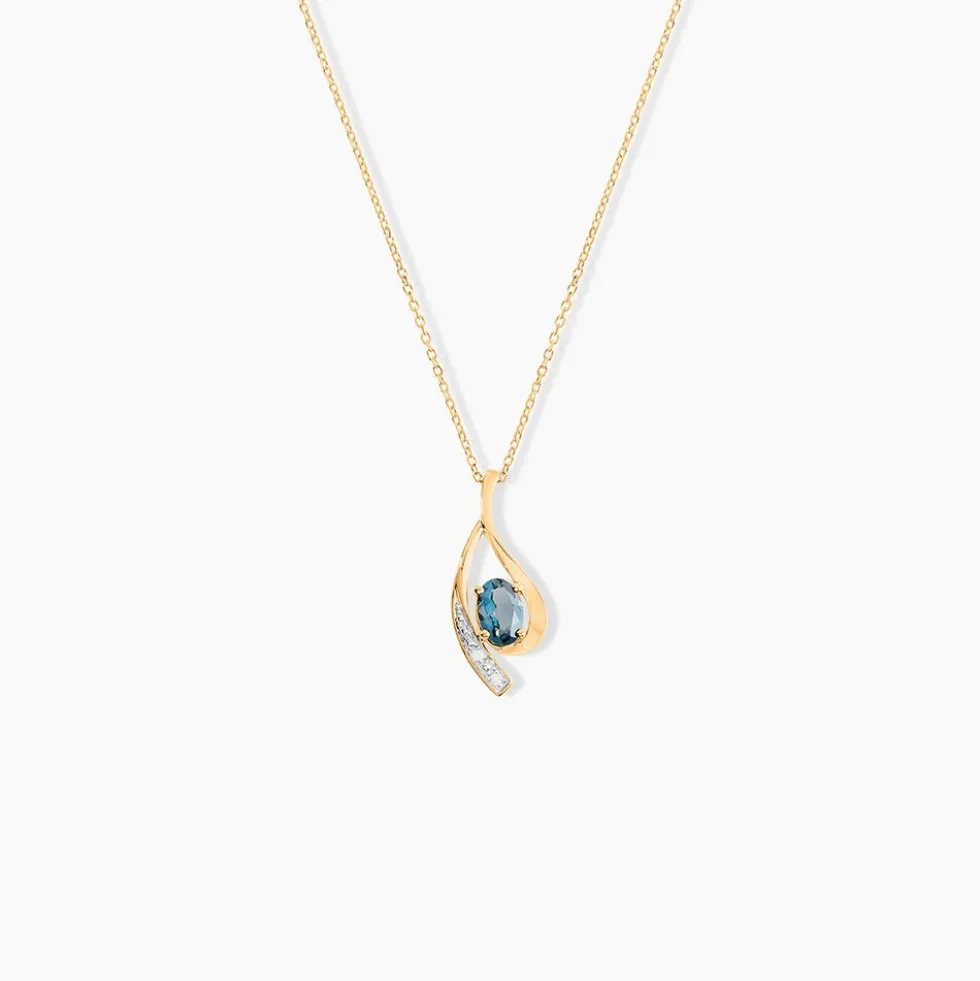 Collier Or Jaune Sagesse Topaze Oxydes De Zirconium