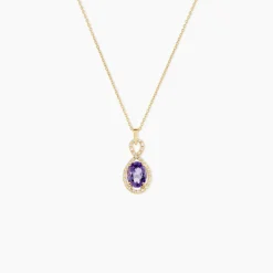 Collier Passion Or Jaune Amethyste Et Oxyde De Zirconium