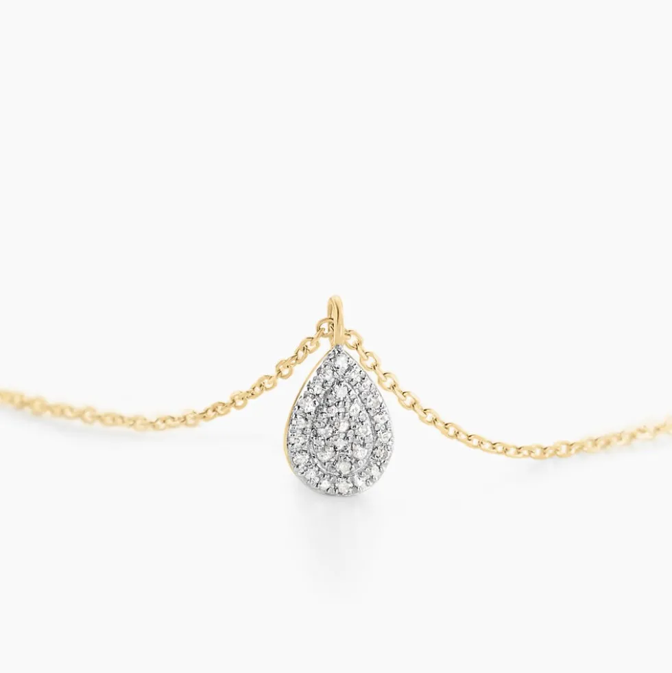 Collier Pear C Or Jaune Diamant