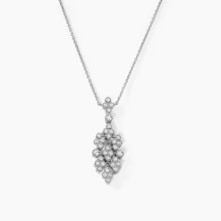 Collier Petales Argent Blanc Oxyde De Zirconium
