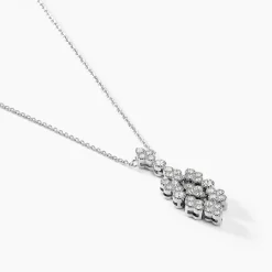 Collier Petales Argent Blanc Oxyde De Zirconium