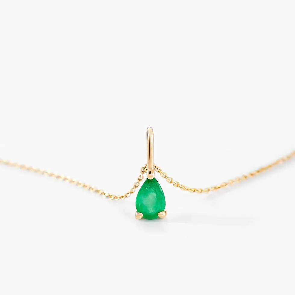 Collier Pluie D'Eclat Or Jaune Emeraude