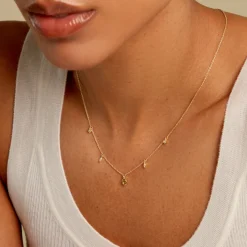 Collier Poem Argent Jaune Péridot Oxyde De Zirconium