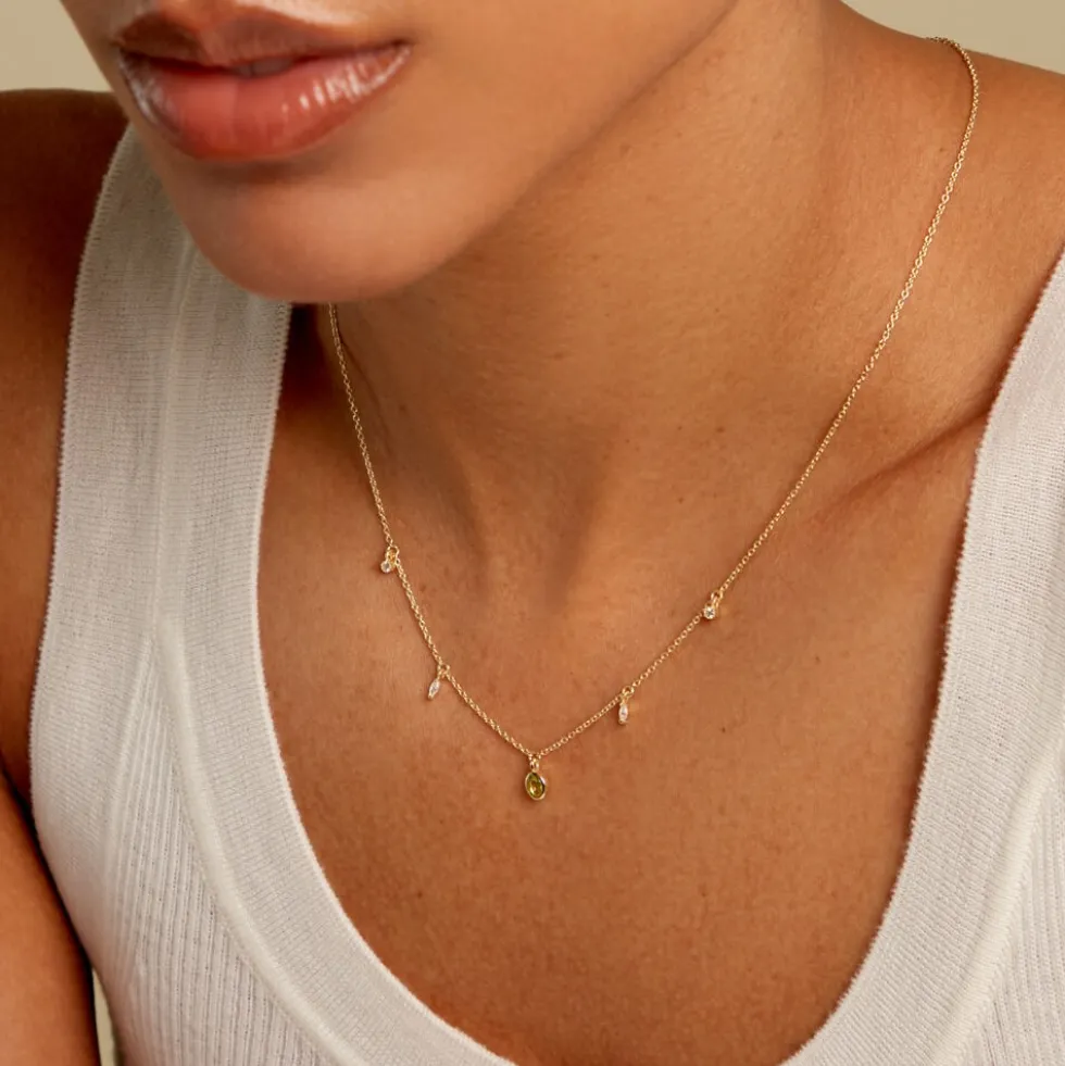 Collier Poem Argent Jaune Péridot Oxyde De Zirconium