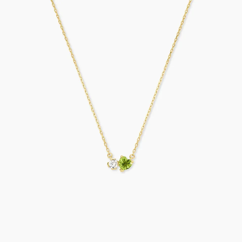 Collier Poem Argent Jaune Péridot Oxyde De Zirconium