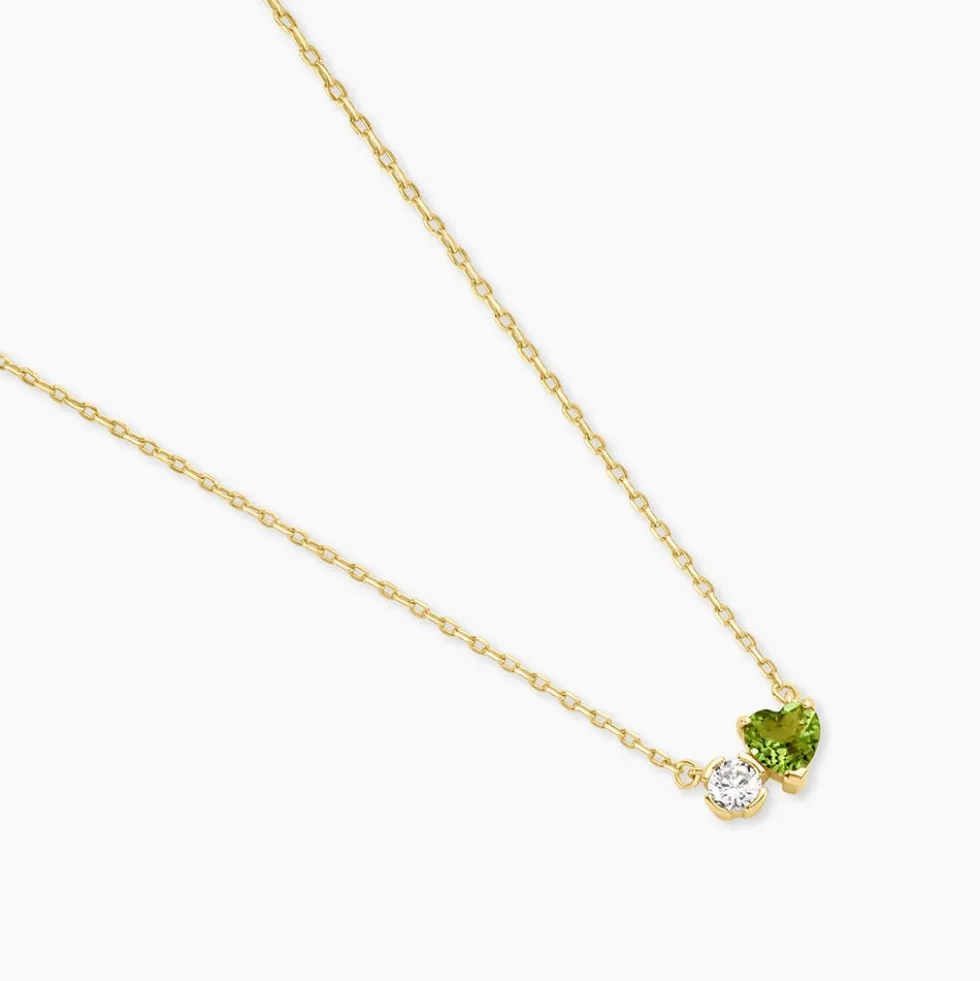 Collier Poem Argent Jaune Péridot Oxyde De Zirconium