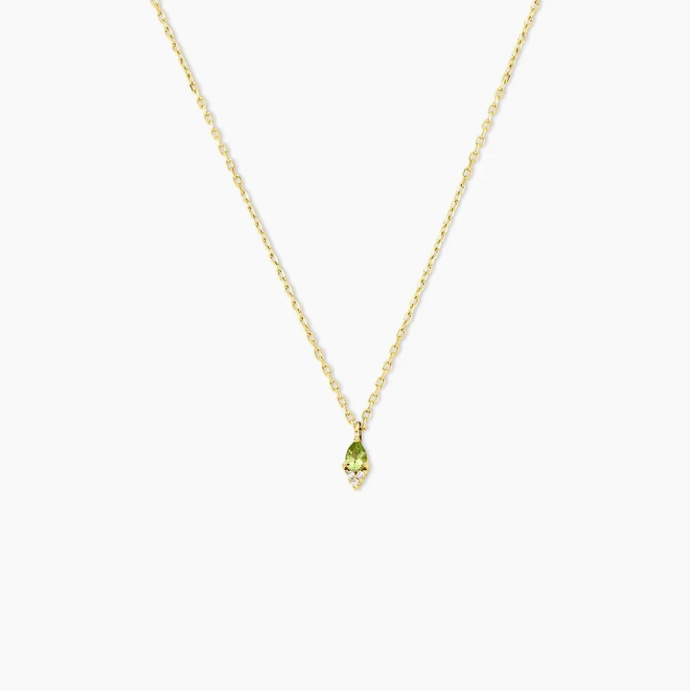 Collier Poem Argent Jaune Péridot Oxyde De Zirconium