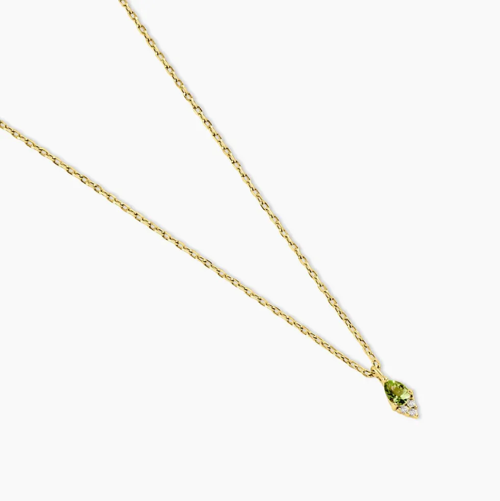 Collier Poem Argent Jaune Péridot Oxyde De Zirconium