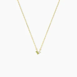 Collier Poem Argent Jaune Péridot Oxyde De Zirconium