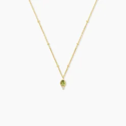 Collier Poem Argent Jaune Péridot Oxyde De Zirconium