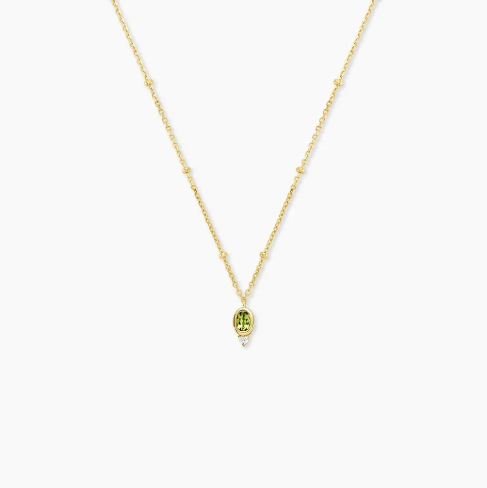 Collier Poem Argent Jaune Péridot Oxyde De Zirconium