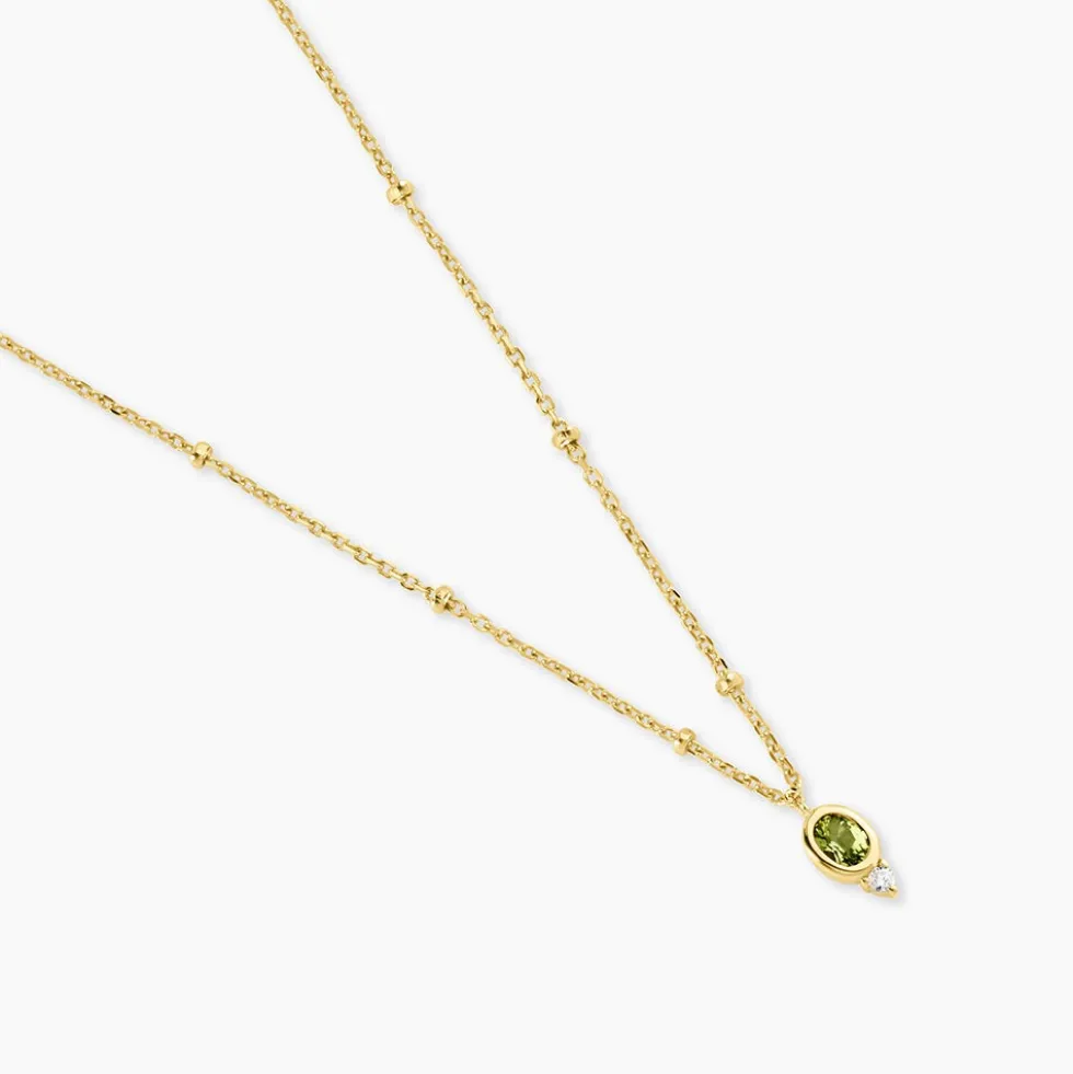Collier Poem Argent Jaune Péridot Oxyde De Zirconium
