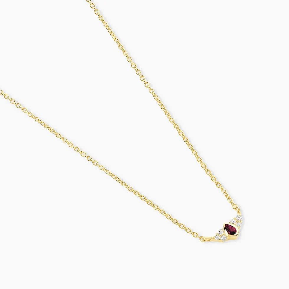 Collier Poem Argent Jaune Rhodolite Oxyde De Zirconium
