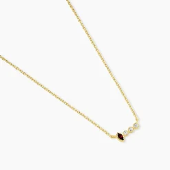 Collier Poem Argent Jaune Rhodolite Oxyde De Zirconium
