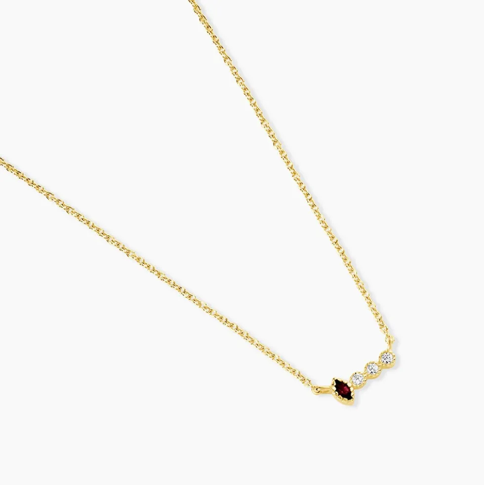 Collier Poem Argent Jaune Rhodolite Oxyde De Zirconium