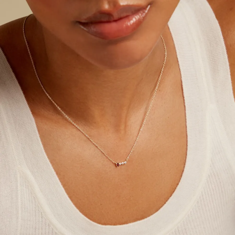Collier Poem Argent Jaune Rhodolite Oxyde De Zirconium