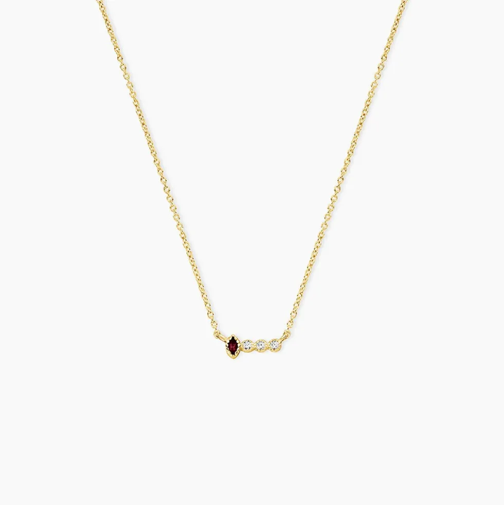 Collier Poem Argent Jaune Rhodolite Oxyde De Zirconium